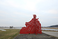 Skulptur des Flussgottes Viadrus bei Güstebieser Loose